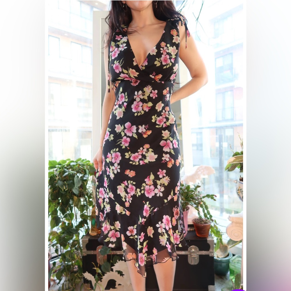 New York & Company Black Floral Dress